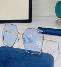 womens sunglasses 0817 super cool large version metal frame sea blue lens classic leisure beach vacation glasses female UV400 desi3580882