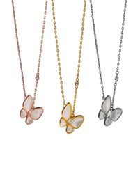 S925 Fashion Classic Sweet Shell 4 Fourleaf Clover Butterfly Necklace Malachite Pendant Chain for WomenGirls Valentine039s Mo3472735