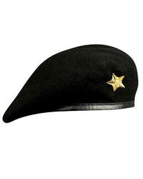 Beret Cap With Gold Star Hat Wool Military Army French Blue black Green Maroon