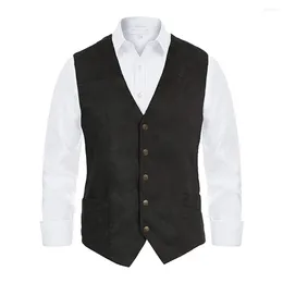 Men's Vests Comfy Fashion Waistcoat Mens Sleeveless Slim Fit Smart Suit V-Neck Vest Vintage Wedding Business 1pc Button