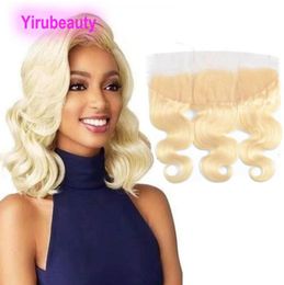 Brazilian Virgin Hair Blonde 613 Color 13X4 Lace Frontal Pre Plucked Body Wave Top Closures Lace Frontals5065409