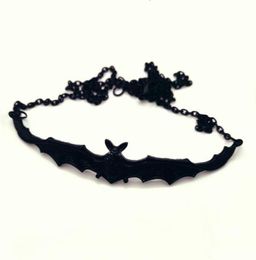 Chokers Fashion Goth Black Large Open Wing Flying Bat Collars Spooky Halloween Gift Men039s And Women039s Short Necklace8906235