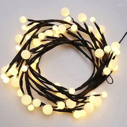 Party Decoration Flexible Rattan LED Fairy String Lights 72 Bulbs Waterproof Copper Wire Globe Plug-in Decorative Home Garden Holiday Starry