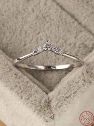 Cluster Rings S925 Sterling Silver European And American Fashion Crown Diamond Ring Versatile Forest Style Women's Zircon