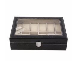 12 Slots Grid PU Leather Watch Box Display Box Jewellery Storage Organiser Case Locked Boxes Retro Saat Kutusu Caixa Para Relogio7418635