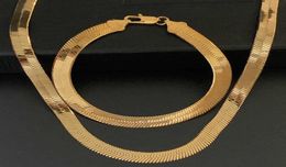 3 4 5 7mm Wide Flat Herringbone Necklace For Men Bone Chain Chokers 18k Gold Filled Vintage Miami Jewelry5424793