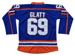 Hockey Doug The Thug Jersey #69 Glatt Halifax Highlanders Ice Hockey Jersey Movie Sport Sweater Blue S3XL