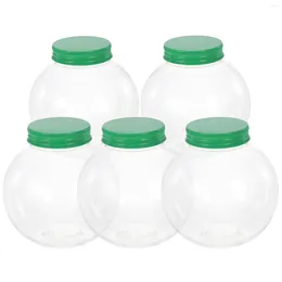 Storage Bottles 5 Pcs Clear Plastic Containers Christmas Candy Jar Packaging Bottle Cover Treats Juice Bonbonniere