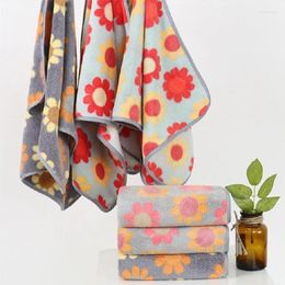 Towel Floral Print Microfiber Hand Hair Face Towels Coral Fleece Hanging Kitchen Cleaning Wiping Cloth Absorbent Bathroom