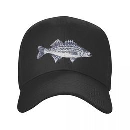 Striped Bass Fish Walter in Slate Blue Baseball Cap Wild Ball Hat Thermal Visor Hat Man Luxury |-F-| Caps Male Women's