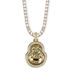 Pendant Necklaces Hip Hop Custom Gold Silver Color Plated Maitreya Necklace Iced Out CZ Stone Chains For Women Men Jewelry Bling8568947