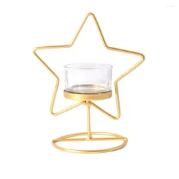 Candle Holders Pentagram Christmas Tree Gold Iron Candlestick Ornaments Candlelight Creative Dinner Wedding Party Table Decor Holder