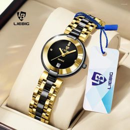 Wristwatches LIEBIG Fashion Quartz Watch Femens Luxury Stainless Steel Strap Date Male Waterproof Time Ladies Clcok Reloj Hombre