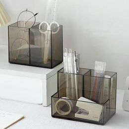 Desktop Stationery Organiser with Sticky Notes Holder Makeup Brush Holder Acrylic Stationery Container for Home Office School