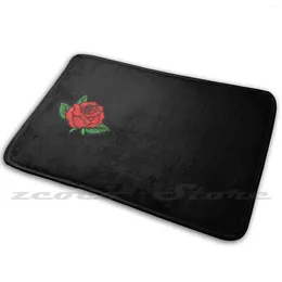 Carpets Rose Black Face Mask Cover Soft Mat Doorway Non-Slip Water Uptake Carpet Facemask Flower Findyourthing