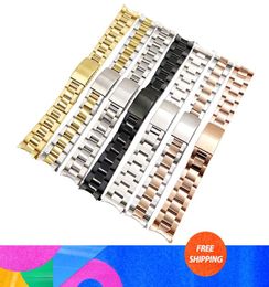 19mm20mm 316L Stainless Steel Two Tone Gold Silver Watch Band Strap Old Style Oyster Bracelet Hollow Curved End For Rol Dateju Su1707177