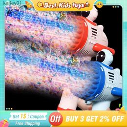Gun Toys 40 hole electric space bubble gun with color lighting handheld bubble soap making machine detachable astronaut outdoor childrens toy yq240413