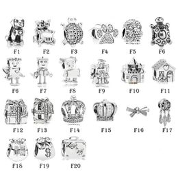 NEW 100% 925 Sterling Silver Fit Charms Bracelets Animals Dog Cat Robot Owl House Gift Box Crown for European Women Wedding Original Fashion Jewelry9571974