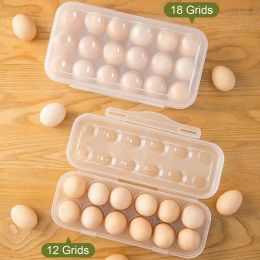 Egg Storage Box With Lid Kitchen Refrigerator Egg Box Egg Drop Rack Egg Storage Box Fridge Egg Organiser 12/18 Grid Egg Tray