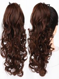 22 Inches Long Wavy Synthetic Ponytail Extensions Clip in Pony Tail Drawstring Natural Hair Extension Heat Resistant Hairpieces5631469