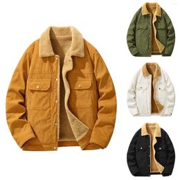 Men's Jackets Large Size Padded Winter Button Jacket Lapel Long Sleeved Thickened Retro Corduroy Started Items