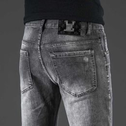 Designer for Mens Spring New Jeans Men's Cotton Bullet Slim Fit Small Feet Smoky Grey end Goods Big Bull Fashion pants