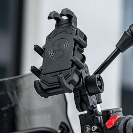 Motorcycle Phone Holder 360° View Shockproof GPS Bracket Clip Riding Scooter Bicycle Bike Phone Mount For 4-7.2 in Mobile Phone