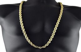8mm Thick 76cm Long Solid Rope ed Chain 24K Gold Silver Plated Hiphop ed Chain Necklace For mens2062245