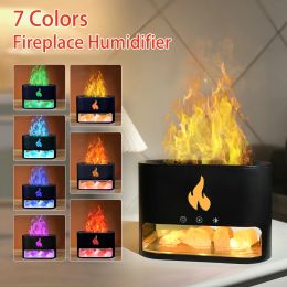 Humidifiers 7 Colours Ambient Light Fireplace Air Humidifier for Home Flame Fire Aroma Diffuser Electric Smell Mini Usb Mist Spayer Portable