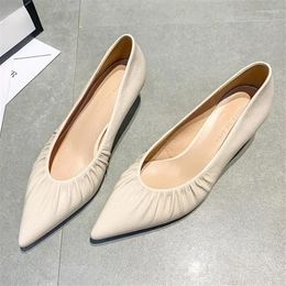 Dress Shoes Size 34-40 Fashion Women 4.5cm High Heels Quality Pumps Lady Pointed Middle Heel Shallow Mouth Mom Office Prom