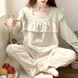 Women's Sleepwear Pajama Spring Autumn Long Sleeved Set Chest Cushion 2024 Princess Style Loungewear Summer Cute Homewear