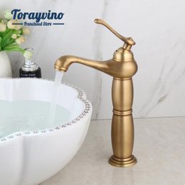 Bathroom Sink Faucets Torayvino Basin Faucet Antique Brass Europe Style Single Handle Hole Deck Mounted Cold Water Mixer