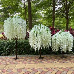 Decorative Flowers 100/120/150/180cm Artificial Wisteria Flower Tree Wedding Store El Christmas Home Party Decoration Simulated Plants
