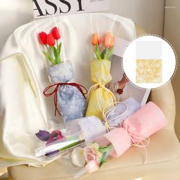 Gift Wrap 5pcs Flower Pattern Wrapping Sleeves Spring Dopamine Bouquet Packaging Bags For Day Mother's Materials