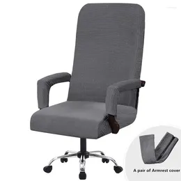 Chair Covers Office Stretch Spandex Solid Color Anti-dirty Computer Seat Cover Removable Slipcovers With Armrest