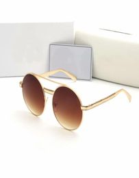 Top quality Classic Women Round Sunglasses Fashion Brand Designer Shiny Gold Metal Frame Sun glasses Vintage Eyewear For men Come 3417392