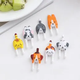 Forks 8Pcs Mini Kids Animal Fruit Fork Cartoon Snack Cake Dessert Toothpick Lunch Party Decoration Bento Box Accessories