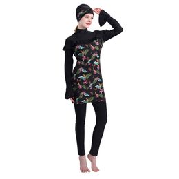 3PCS Modest Burkini Women Muslim Hijab Swimwear Full Cover Print Swimsuit Islamic Bathing Suit Beachwear Arab Swimming Costumes