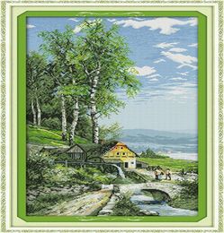 The sky is highthe clouds are pale decor painting Handmade Cross Stitch Embroidery Needlework sets counted print on canvas DMC 12624776