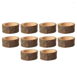 Candle Holders 10 Pcs Wood Tealight Wooden Trays Votive Candles Serving Wedding Favor Party Candlestick