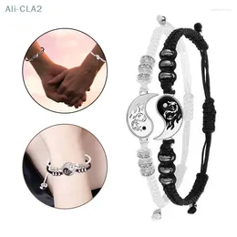 Link Bracelets 2Pcs/set Dragon Tai Chi Braided Bracelet For Women Men Friends Adjustable Yin Yang Fashion Couple Jewellery