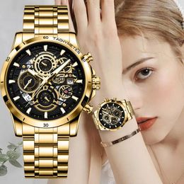 Wristwatches LIGE Fashion Gold Watch Women Top Sport Quartz Wrist For Creative Steel Women's Bracelet Watches Female