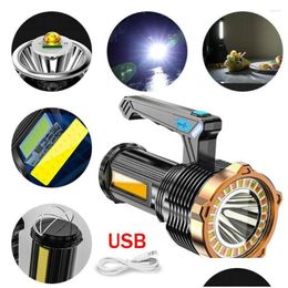 Flashlights Torches High Powered 12000000Lm Led Super Bright Torch Usb Rechargeable Lamp Portable Hand Held Outdoor Lighting Drop Deli Dhxec