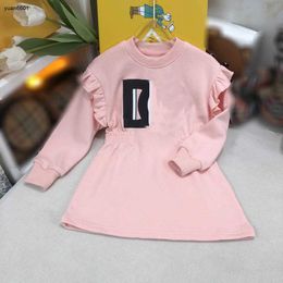 Popular girls partydress Logo printing baby skirt Size 100-150 CM kids designer clothes Long sleeved round neck Princess dress 24April