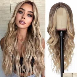 Lace Wigs Highlight Body Wave Wig Human Hair Fl Ship Now Blond Remy Prepluck Deep Drop Delivery Products Dhscq