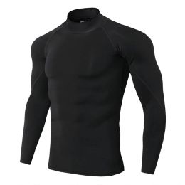 T-Shirts Men Running Sport Shirts Gym Fitness Compression Skinny Tshirt Male Jogging Training Black Solid Tee Tops Crossfit Clothing