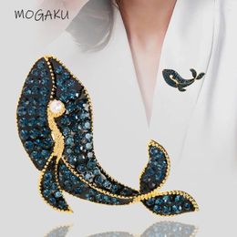 Brooches MOGAKU Blue Crystal Whale Lapel Pins For Women Girls Boys Fashion Animal Children Cute Backpack Pin Brooch Trendy Gifts