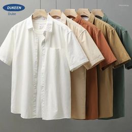 Men's Casual Shirts EN American Style Pure Cotton Short Sleeved Summer Pocket Size Shirt Loose Work Clothes White Jacket