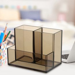 Desktop Stationery Organizer with Sticky Notes Holder Makeup Brush Holder Acrylic Stationery Storage Box for Home Office School