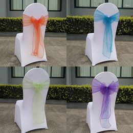 Chair Covers 50pcs High Quality Sash Organza Sashes Wedding Knot Decoration Chairs Bow Band Belt Ties For Banquet Weddings